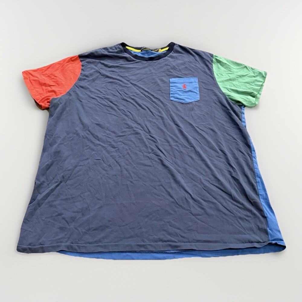 Polo Ralph Lauren Mens Colorblock Blue Green Short Sleeve Pocket Shirt Size 3XB